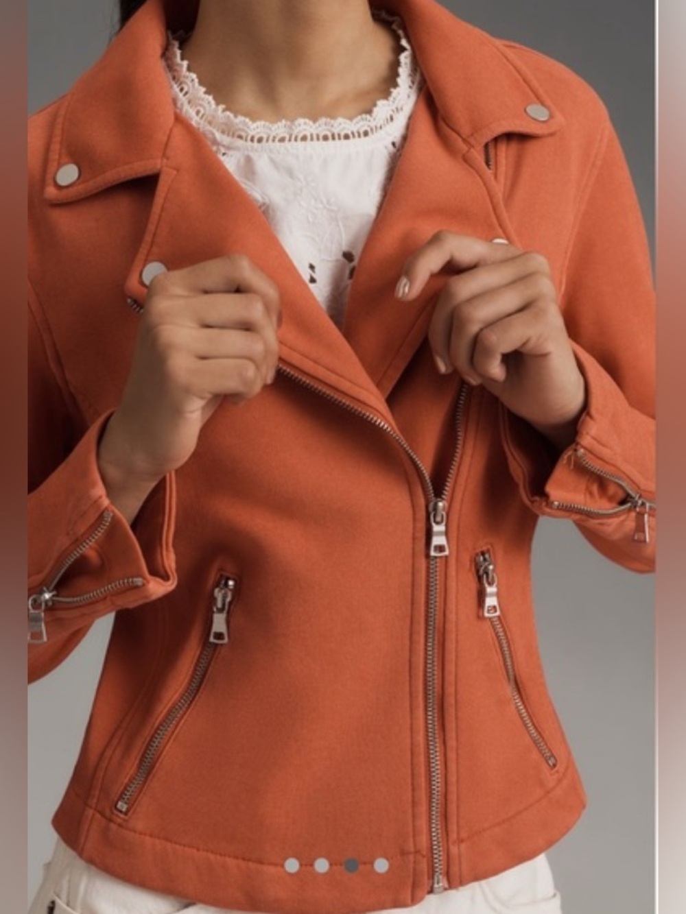 Anthropologie Rust Orange Moto Jacket - Picture 4 of 12